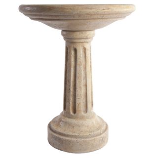 SomerTile Mediterranean Stoneware Rimini Cream 22 inch Birdbath Somertile Birdfeeders & Birdbaths