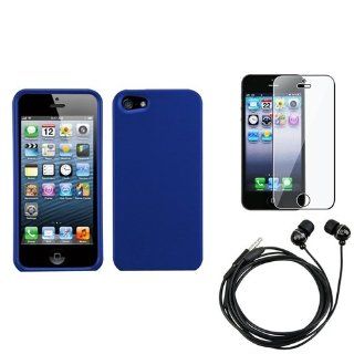 eForCity Headset + LCD Cover + compatible with iPhone® 5 Hard Shell Case Cover Plain Titanium Solid Dark Blue Cell Phones & Accessories