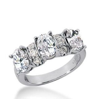 Diamond Wedding Ring 3 Oval Cut 0.75 ct 6 Round Stone 0.04 ct Total 2.49 ctw. 536 WR2120 Wedding Bands Jewelry