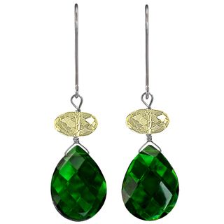 Ashanti Sterling Silver Chrome Green Quartz Earrings (Sri Lanka) Earrings