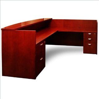 Mayline Mira Double Pedestal Reception Station with Return and Glass Counter   Home Office Desks