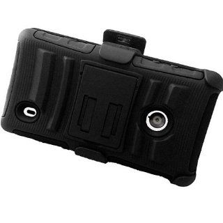 Dual Layer Kickstand Case w/ Holster for Nokia Lumia 521, Black/Black Cell Phones & Accessories