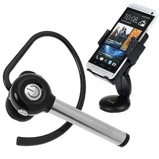 iKross Silver/ Black Wireless Bluetooth Handsfree Headset + 3in1 Windshield / Dashboard / Air Vent Car Mount Holder for Apple iPhone 5c 5s 5 4s; Nokia Lumia 610/ 635/ Icon (929)/ 1520/ 1020/ 520/ 620/ 925/ 928/ 521 Cell Phones & Accessories