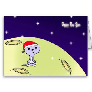 Cute baby alien with Santa hat Greeting Card