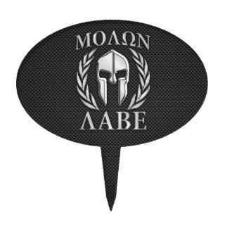 Molon Labe Chrome Spartan Helmet on Carbon Fiber Cake Picks