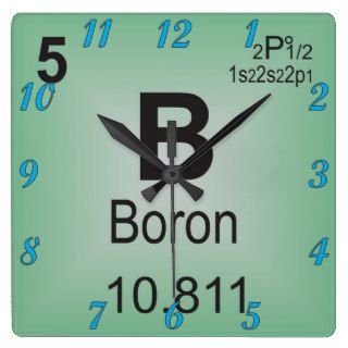 Boron Individual Element of the Periodic Table Square Wall Clocks