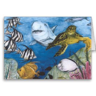 Sea Turtle Shark Tropical Fish art Cards