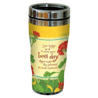 Tree Free Greetings sg23452 Vibrant Best Day Geraniums by Robin Pickens Sip 'N Go Stainless Steel Tumbler, 16 Ounce Kitchen & Dining