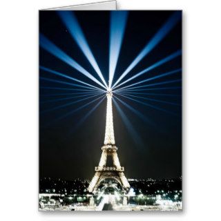 Eiffel Tower light show photograph Cards