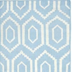 Safavieh Hand woven Moroccan Dhurrie Blue/ Ivory Wool Rug (2'6 x 12') Safavieh Runner Rugs