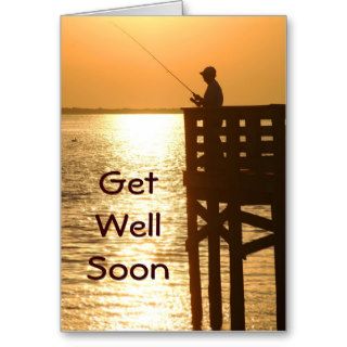 Get Well Soon, Man fishing pier Cards