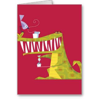 Crocodile brushing his teeth greeting cards