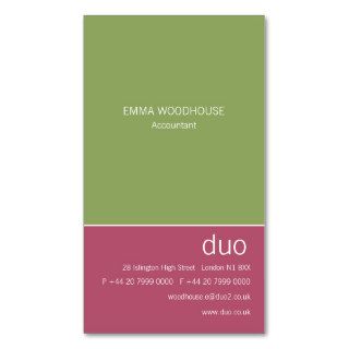 Duo Vertical Cyclamen Pink & Green Business Cards