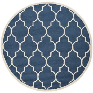 Safavieh Handmade Moroccan Cambridge Navy Wool Rug (6' Round) Safavieh Round/Oval/Square