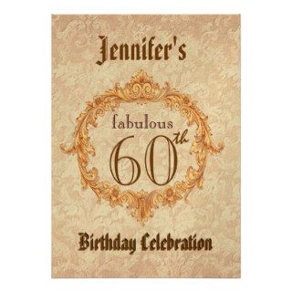 60th Birthday Party Invitation Vintage Gold Frame