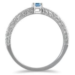 10k White Gold Blue Diamond Promise Ring (Blue, I1 I2) Diamond Rings
