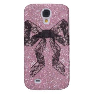 Pink Sparkle And Black Lace Samsung Galaxy S4 Cover