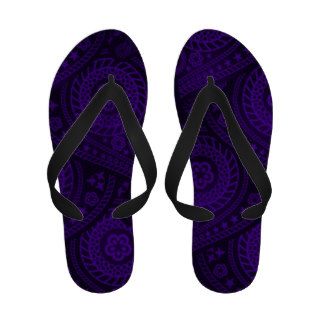 Cute black violet paisley background design flip flops