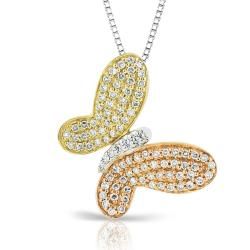 Auriya 14k Tri color Gold 1/2ct TDW Diamond Butterfly Necklace (H I, I1 I2) Auriya Diamond Necklaces