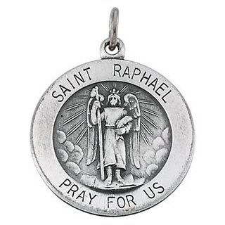 St. Saint Raphael Medal Pendant With 18 Inch Chain Sterling Silver R16328 Stuller Jewelry
