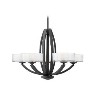 Chandelier with White Glass in Satin Black Finish    