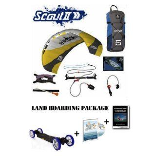 Landboarding Kite Package HQ Scout II 4 Meter + Landboard + DVD + Kitesurfing Book (Bundle) New 2013 Model  Kitesurfing Equipment  Sports & Outdoors