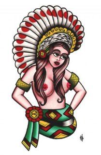 Indian Squaw by Mr. Skully Tattoo Art Canvas Giclee Print  