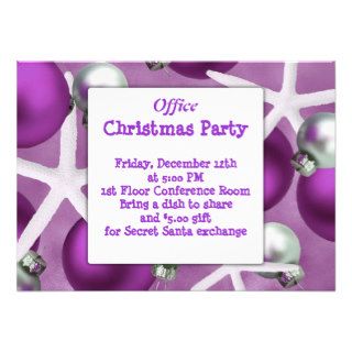 Office Christmas Party, Starfish on Purple, Invite