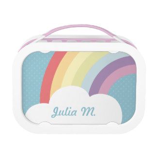Custom Text on Rainbow (& Cloud) Blue Lunch Boxes