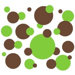 Set of 130 Lime Green and Brown Polka Dots Circles Vinyl Lettering   Wall Decor Stickers