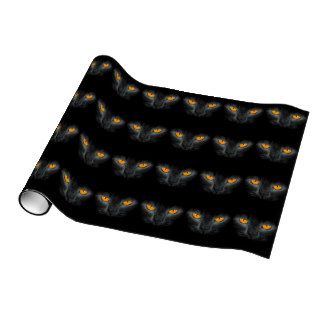 Black Cat Face Orange Eyes Halloween Gift Paper Gift Wrapping Paper