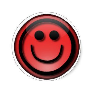 Red Smiley Face Round Stickers