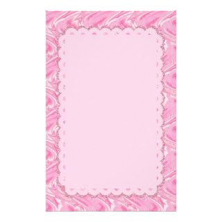 Cotton Candy Pink Glitter Scalloped Edges Stationery Paper