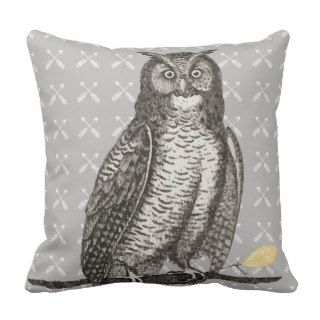 Arrow Pattern New Baby Boy's Room Yellow Gray Owl Pillow