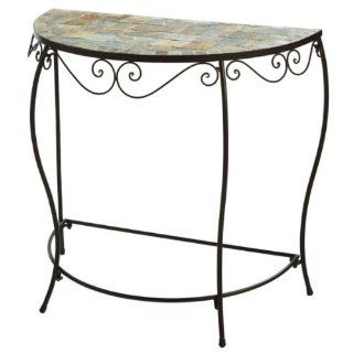 33" Tiled Mosaic Half Moon Console Accent Table   End Tables