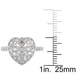 Miadora 10k Gold 1/5ct TDW Diamond and Pink Sapphire Heart Ring (H I, I2 I3) Miadora Gemstone Rings