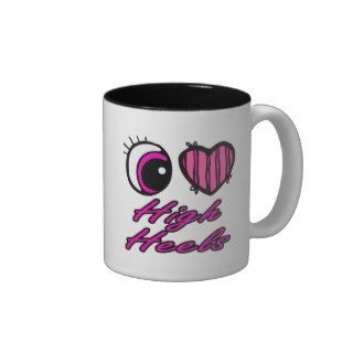 Emo Eye Heart I Love High Heels Coffee Mugs