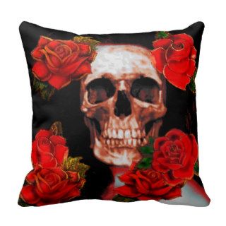 GOTHIC,SKULL AND ROSES,TATTOO INSPIRED THROW PILLOW