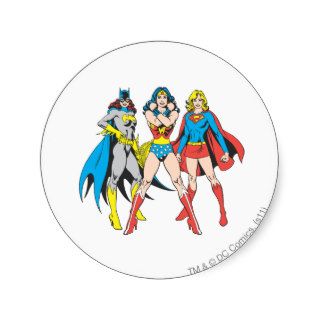 Superheroines Pose Round Stickers