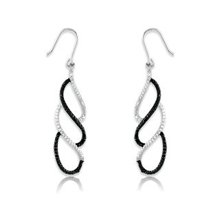 La Preciosa Sterling Silver Black and White Cubic Zirconia Dangling Earrings La Preciosa Cubic Zirconia Earrings