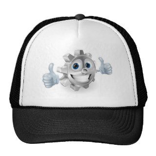 Gear giving thumbs up cartoon character hat