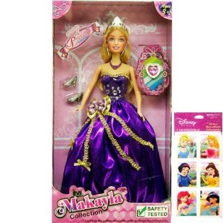 Princess Doll Playset with Purple Dress with Royal Jewels, Sparkle Ring, Princess Tiara, and Ball Gown Costume, Purple Princess Sofia Dress, Disney Princess Stickers Included with Cinderella, Ariel, Jasmine, Belle, and Rapunzel   Best Christmas Gifts for G
