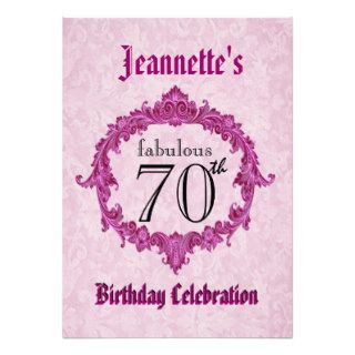 70th Birthday Party Vintage Pink Frame S311 Announcement