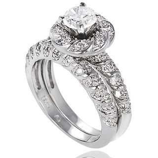 Tressa Collection Sterling Silver CZ Flower Bridal style Ring Set Tressa Cubic Zirconia Rings