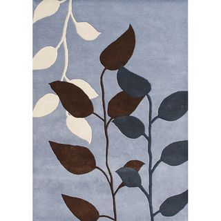 Metro Dust Blue Leaf New Zealand Wool Blend Rug (5' x 8') Alliyah Rugs 5x8   6x9 Rugs