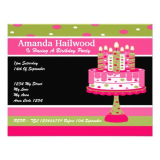 Birthday Party Cake And Candles Custom Invite