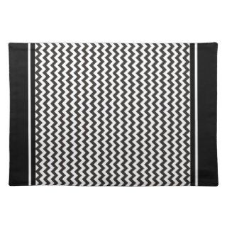 Cloth Place Mat, Black and White Chevrons