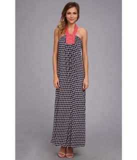 Tbags Los Angeles Long Halter Dress w/ Pink Seed Bead Neck EMB Womens Dress (Gray)