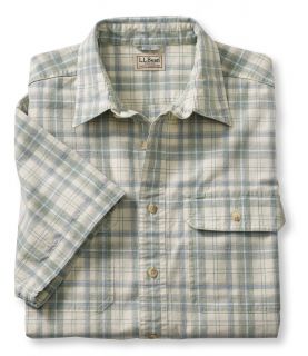 Sunwashed Canvas Shirt, Traditional Fit Short Sleeve Plaid Tall