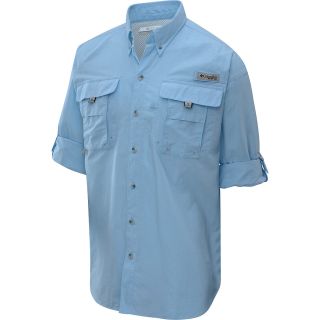 COLUMBIA Mens Bahama II Long Sleeve Woven Shirt   Size Small, Blue Lagoon/grey